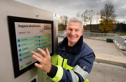 Scherm met de verschillende soorten afval.